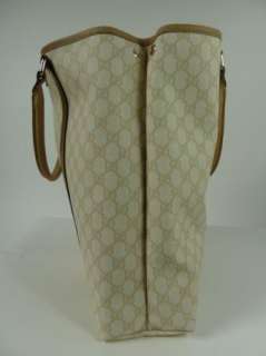 Authentic GUCCI White & Beige GG Tote Bag Purse Immaculate New 