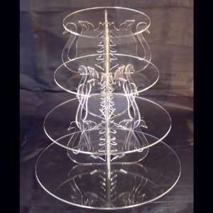 Four Tier Round Acrylic Swan Wedding & Party Cake Stand 28cm 24cm 19cm 