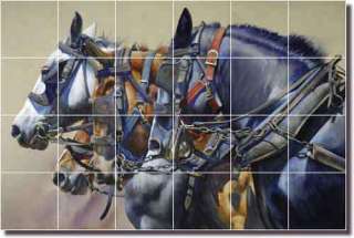   Horses Ceramic Tile Mural Kitchen Backsplash 25.5x17   JFA013  