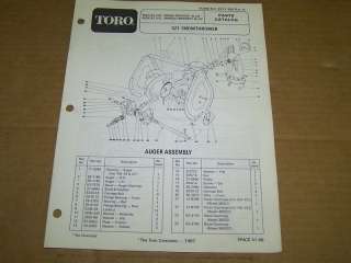 c330) Toro Parts List 521 Snow Thrower 1987  