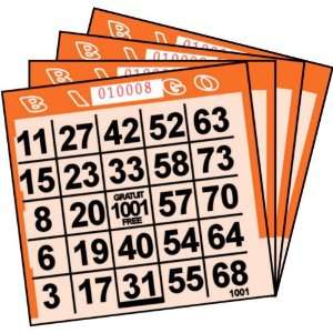  1 ON Orange Tint Paper Bingo Cards (500 ct) (500 per 
