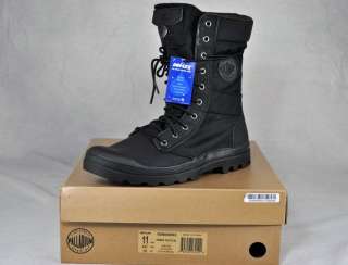 PALLADIUM Pampa Tactical Boots Black Rubberized Leather New NIB $110 