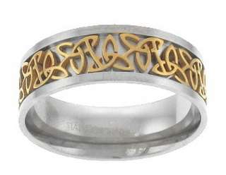 Celtic Ring Stainless Steel Gold Tone US Mens Size 12   18  
