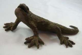 Antique Metal Lizard Reptile Figurine Sculpture  