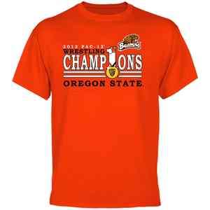 Oregon State Beavers 2012 Pac 12 Wrestling Champions T Shirt   Orange 