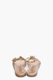 Alexander McQueen beige gold twine sandals for women  