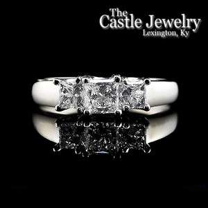 Princess Cut 1.00 Ct Debeers 3 Diamond Anniversary Engagement Ring 14K 