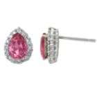 Rose and Clear Swarovski Crystal Earrings in Rhodium over Sterling 