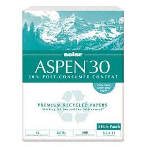  Aspen 30 Recycled Copy Paper, 3 Hole, 92 Brightness, 20lb 