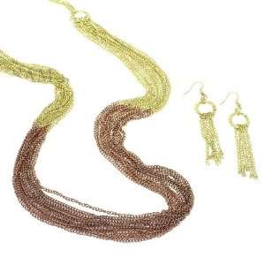   Copper Metal Chain; Lobster Clasp Closure; Matching Earrings Included