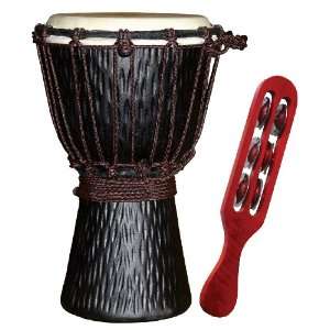    World Rhythm Djembe, Small with Tambourine Musical Instruments