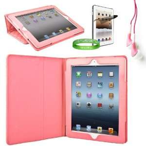  Pink Padded iPad Skin Cover Case Stand with Screen Flap 