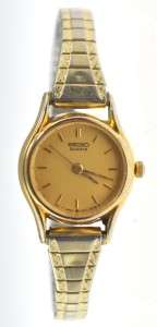 1988 Ladies Seiko Gold Toned Dress Wrist Watch Second Hand Ready To 