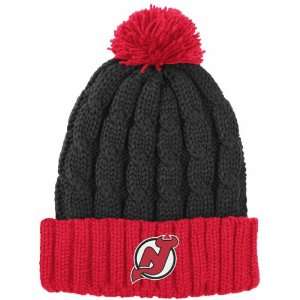  New Jersey Devils Womens Cuffed Pom Knit Hat: Sports 