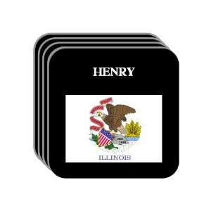 US State Flag   HENRY, Illinois (IL) Set of 4 Mini Mousepad Coasters