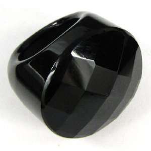 Faceted black onyx agate coin ring size 8.75 