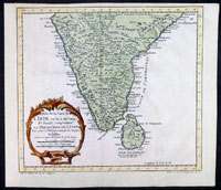 1760 Bellin Antique Map of Southern India & Sri Lanka  