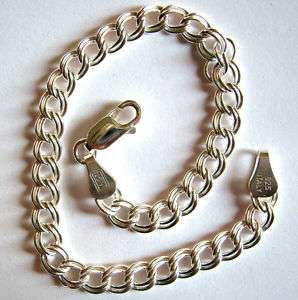 Italian Sterling Silver Charm Link Bracelet 8  