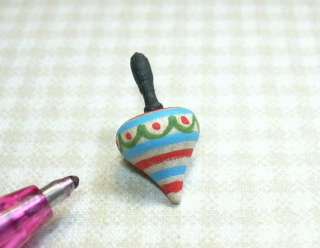 Mini David Krupick Wooden Top Toy, Spins for DOLLHOUSE  