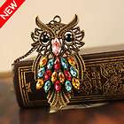   new fashion retro colorful lovely owl sweater chain necklace XLA057