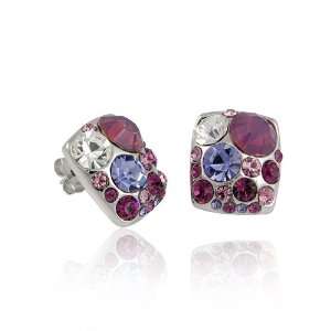  Purple Color Stone Rectangular Post Earrings Fashion 