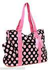   Black Pink Polka Dot Travel Shopping Gym Duffle Tote Bag Eco Reusable