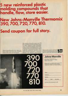 1960s JOHNS MANVILLE Thermomix Asbestos CROCIDOLITE Ad Aerospace Space 