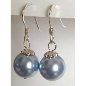    Sterling Silver Swarovski Blue Pearl Earrings: Everything Else