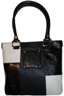  Anne Klein Purse Handbag Perfect Tote Black/White Patchwork: Clothing