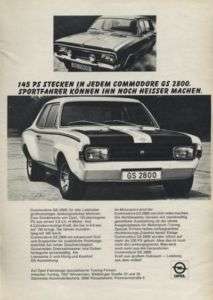 1970 Opel Commodore GS 2800 Vintage Advertisement  