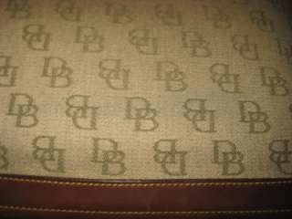 DOONEY & BOURKE Vintage Taupe Green DB Canvas Brown Leather Hobo 