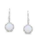  Sterling Silver Opal and Diamond Accent Earrings