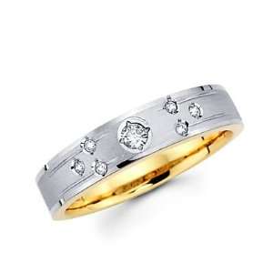 Size  12   .12ct Diamond 14k White Two Tone Gold Hers Wedding Ring 