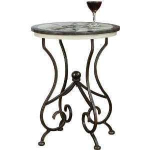  Powell Masterpiece Compass Pattern Round Accent Table 