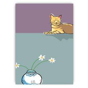   Brown Cat & daisy   Sympathy Greeting Cards   6 cards: Office Products