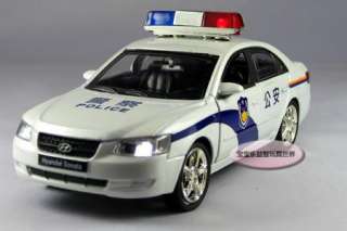 New Hyundai Police Car 1:32 Alloy Diecast Model Car With Sound&Light 