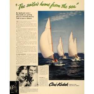   Movie Camera Filming Sailing Boats   Original Print Ad