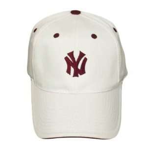 MLB NEW YORK YANKEES WHITE BURGUNDY HAT CAP ADJ NEW:  