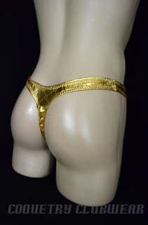 Mens Sexy Neon GOLD Metallic Spandex Lycra Exotic Thong SEXY & Sleek 