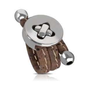   , Cork Ring With Button, Brown, Eco Friendly (L) Corkor Jewelry