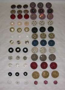   Rhinestone Button Lot (72 pcs) Colored Metal Plastic VERY RARE  