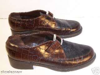 BRIGHTON LOAFER ALLIGATOR BROWN LEATHER 8.5 ITALY SHOE  