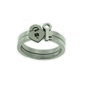    Stainless Steel Lock and Key Stackable Ring, Size 9: Jewelry