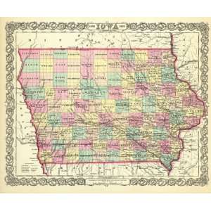  STATE OF IOWA (IA) BY J.H. COLTON MAP 1856