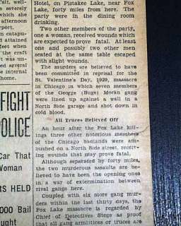 FOX LAKE MASSACRE Chicago Gangsters 1930 Old Newspaper  