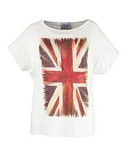 Cream (Cream) Rubys Closet White Union Jack T Shirt  255730413  New 