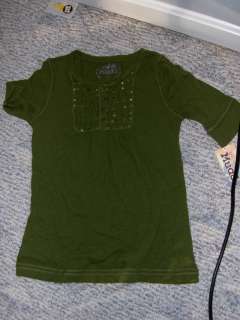 NWT  Mudd olive green sequined top w/ half sleeves   14 girls  