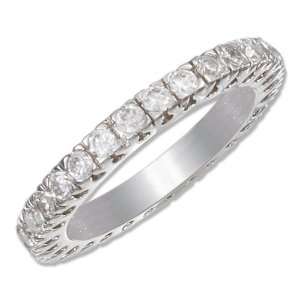   Silver Rhodium Plated 3mm Cubic Zirconia Eternity Band Ring: Jewelry