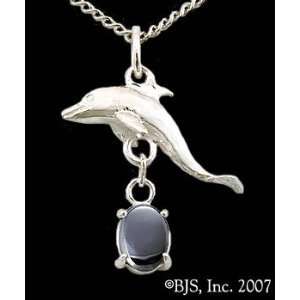  Dolphin Gemstone Necklace, Sterling Silver, Hematite set 