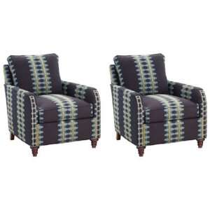   Set Of 2 Mabel Designer Style Pillow Back Fabric Accent Chairs w